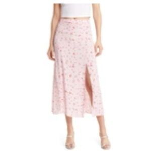 & Other Stories Skirt FLORAL SKIRT PINK FLOWER DELFINA Slit Career Sz 4 NEW
